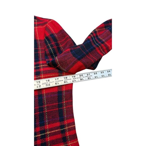 Liz Claiborne Plaid Blazer Gold Button Womens Size 6P Petite VTG Red Blue Check - Picture 7 of 8